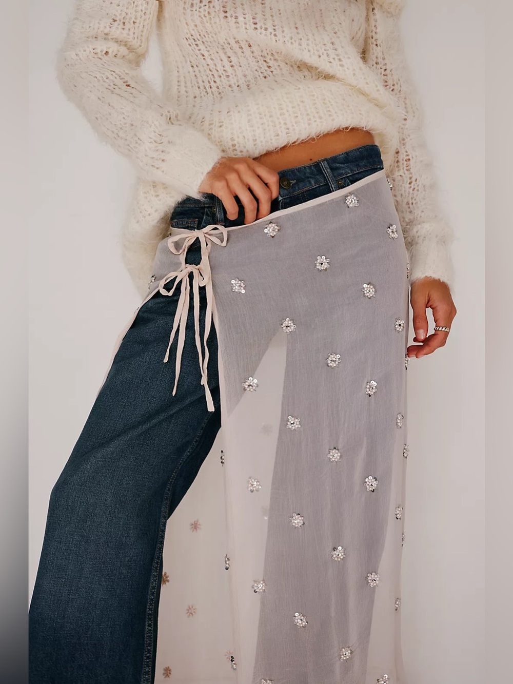 Free People Embellished Apron Sarong - Light Pink